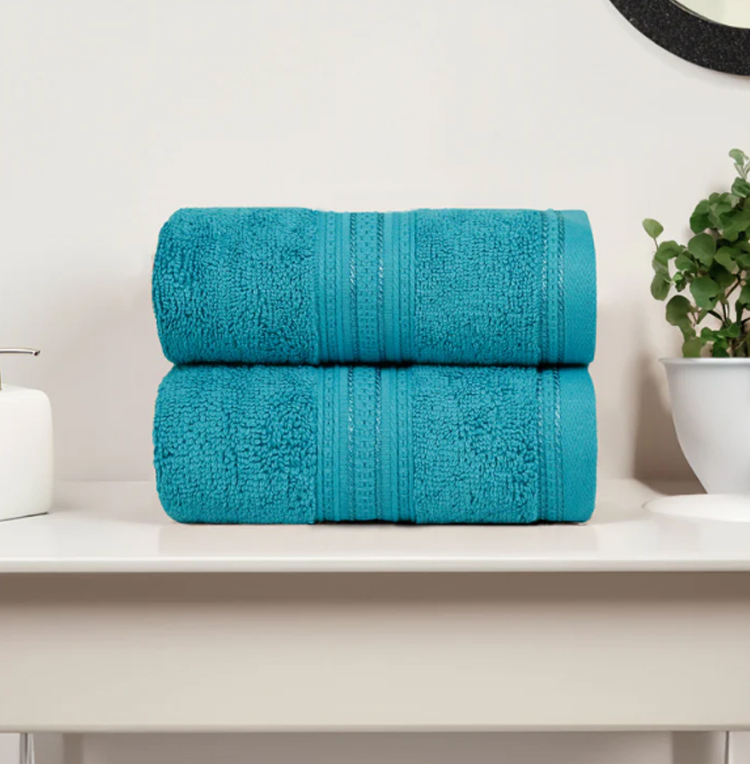 CLASSIC HAND TOWEL Set, 100% Cotton, 525 GSM, Super Soft PEACOCK BLUE (40 cm × 60 cm)